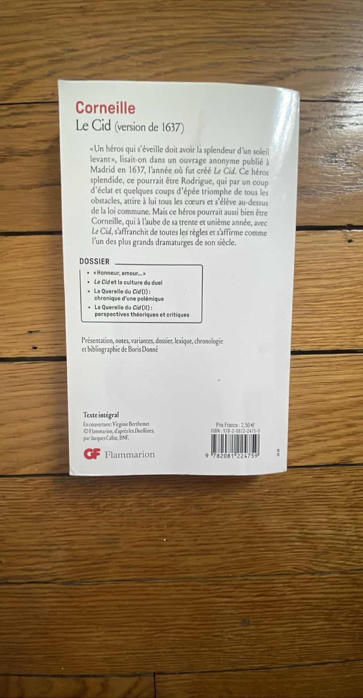 Livre : Le Cid de Corneille (édition GF Flammarion) 2